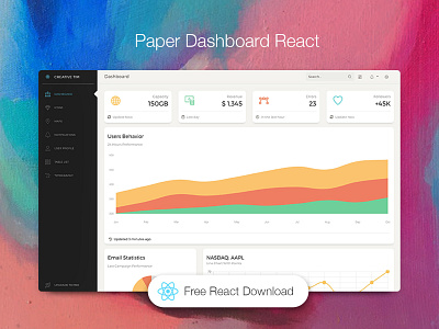 Paper Dashboard React admin bootstrap 4 chart dashboard free icons react