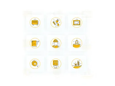 Mini set of icons for manufacturers of heaters design icons orange web
