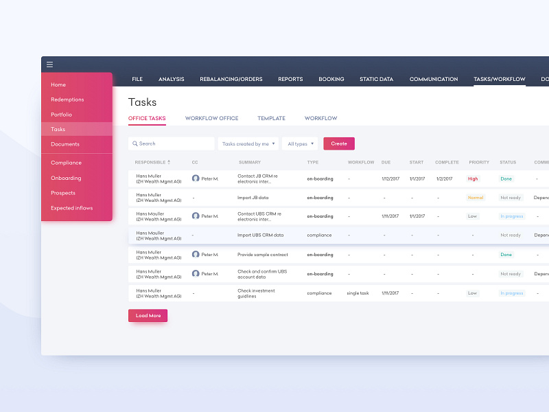 Financial App app design application business clean debut design desktop finance interface management navigation table tabs ui ux