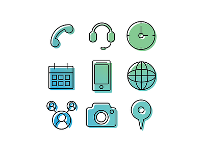 Office Icon Study 1 branding branding design camera clock headset internet office office design phone phone icon photo pin social time website