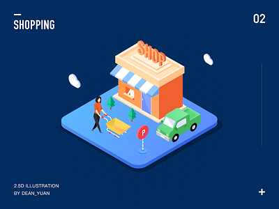 Shopping mall illustration shop design