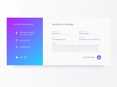 Contact Us - 028 contact us daily ui form gradient gradient design gradient ui icons uidesign webdesign