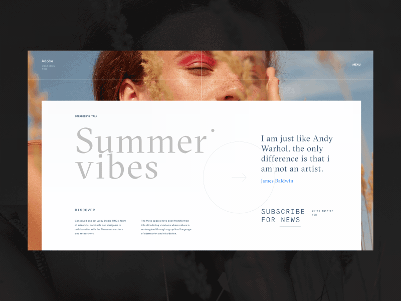 Adobe Inspires You Blog Homepage Animation adobe adobepartner adobexd anim animation concept design fashion gif grid homepage interaction interface motion photo promo ui ux web website