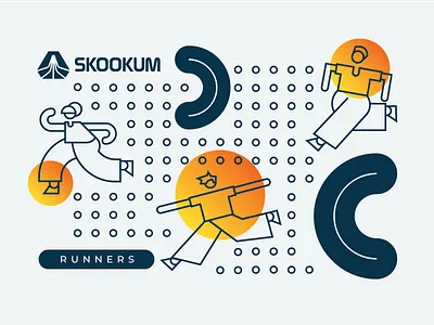 Runner figures flat gradient illustration linear race run