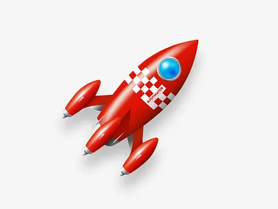 ROUTINATOR 3000 3d blocks branding checkers flight fly gradients launch logo red retro rocket rocket launch routinator shading skeumorphic skeumorphism space travel vector