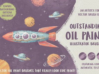 Oil Paint Rocket brush brushes illustrator oil paint planet planets rocket rockets space star stars ufo vector