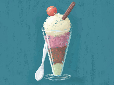 Oil Paint Ice Cream Sundae dessert ice cream icecream oil paint sundae vector