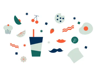 Mid-Century Modern Diner Pattern breakfast diner food icon illustration midcentury modern