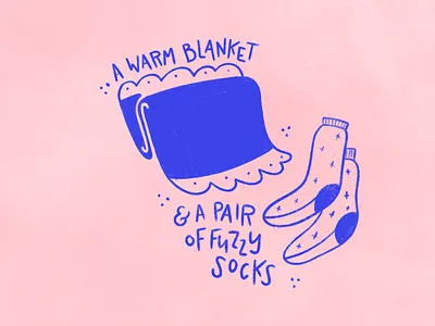 A few of my fav things: winter edition blanket hand drawn hand lettering illustration socks
