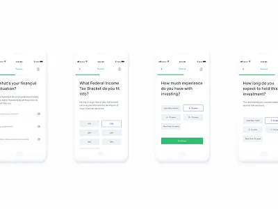 Onboarding for investors clean finance investing onboarding onboarding ui progressbar radio steps