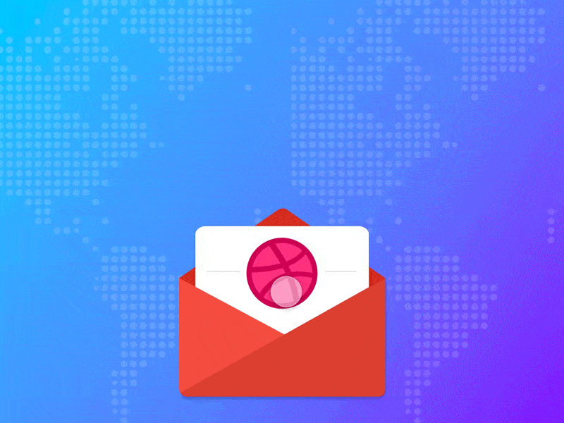 Dribbble Invites blue dribbble dribbble invite dribbble invites gradient invite invites mail motion animation motion design three