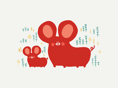 Bacon Piggy Mouse animals bacon character design doodle drawing illust illustration ipadpro mouse pig