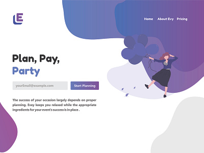 Landing page for Evey design illustration logo ux