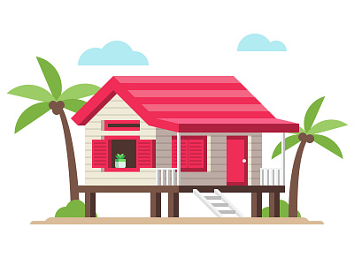 Beach House 1 design flat illustration simple vector