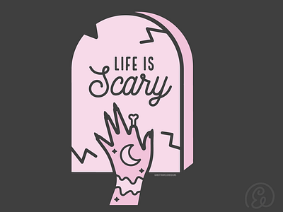 Life is Scary adobe illustrator design graphic design gravestone halloween illustration inktober pastel rip tombstone vector witch witchy