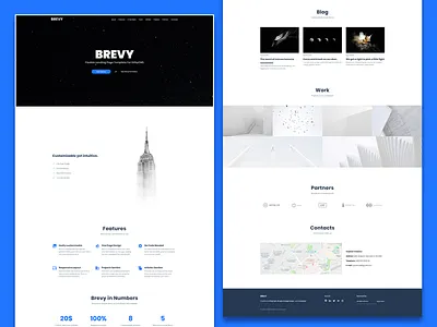 Brevy Showcase blue business clean code design inspiration interface kirby landing light minimal multipurpose page theme theme design typography ui ui design ux