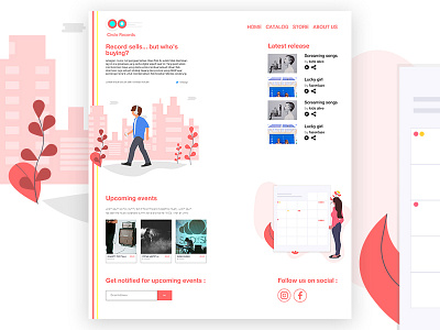 Music label landing page branding design flat illustration music ui