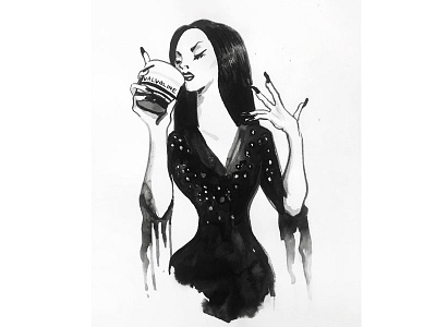 Vampira ed wood horror illustration ink inktober 2018 vampira