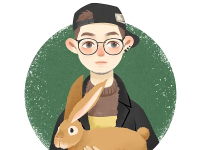 Kh illustation photoshop 兔子 头像 男孩