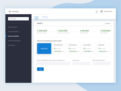 Banking Assets assets bank banking dashboard interface ui user interface design