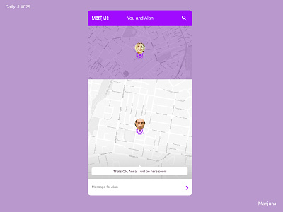 Daily UI #029 -map chat daily daily ui daily ui 029 dailyui flat illustrator map meet mobile app mobile app design route search tracking typography ui ux