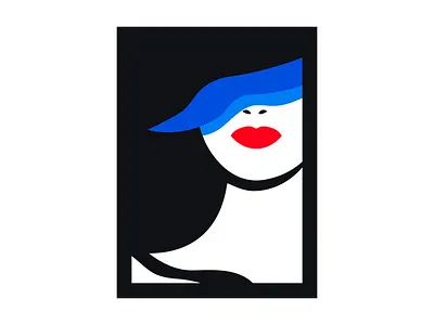 Madame Nina black blue colors fashion france french girl lady minimal paris pop art shadow woman woman illustration