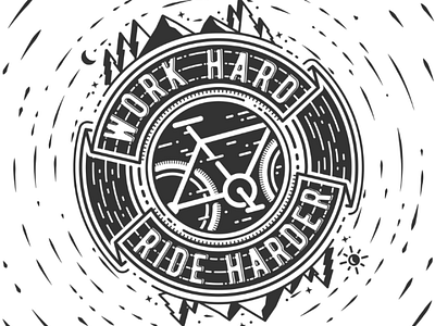 Ride Harder bicycle bike black and white fixedgear fixie illustration vector