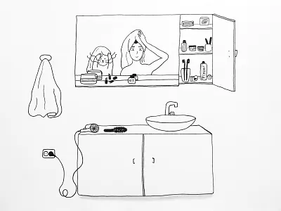 Beauty procedures bathroom cat creative doodle drawing hand drawing illustration ink ladies sketch sketchbook sketching
