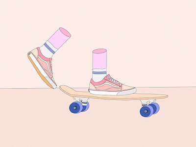 Skate adobe illustrator adobe photoshop design digitalart graphicdesgin illustration pink skateboard sneaker socks vans vector vector art