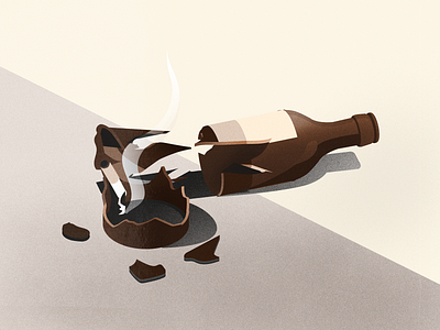 broke fi broke bois bottle broken broken bottle brown illustration inktober isometric