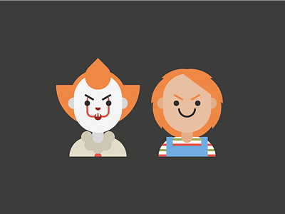 Pennywise and Chucky chucky cute evil flat halloween pennywise vector villains