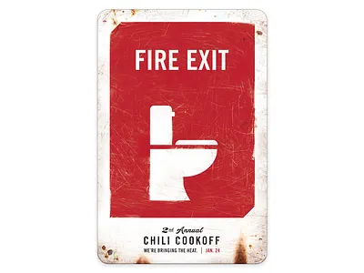 Fire Exit advertising burn chili event fire icon poop poster sign toilet
