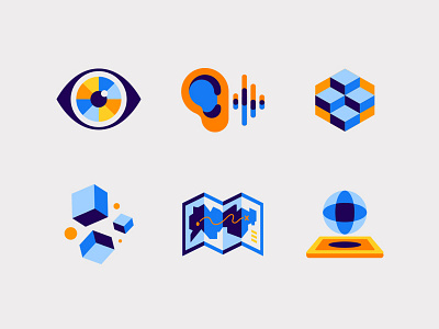 VidMob Icons 3d ear eye eyewear geometric illustration map map icon modern shape sight sound video