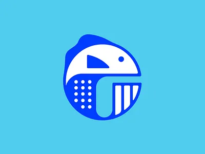 FISH FISH FISH` blue fish geometric icon illustration logo logomark simple swim water