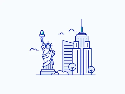 New York City Illustration america city illustration illustration art ny statue usa vector