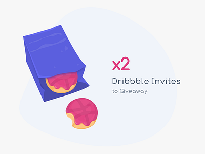 2 Dribbble Invites donuts dribbble illuatration invite2 logo pink