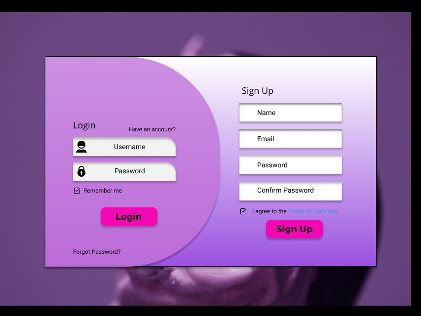 Example of login/sign up Page