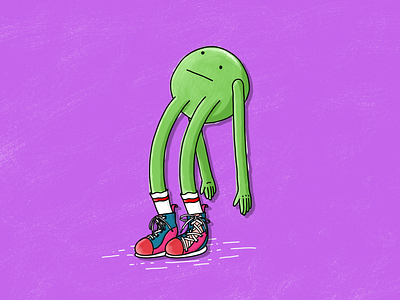 Woolie feels weight of world cartoon character color drawing illustration sneakers texture woolieman