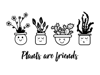 Plants are friends adobeillustrator adorable cactus case design cute cute adorable design flowers illustraiton illustration minimal mug design phone case design plants pots simple tshirt art tshirt design