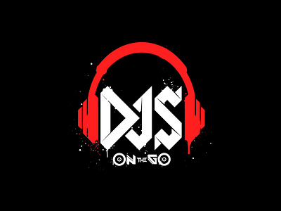 DJs On The Go Logo custom design dj djing headphones logo mic punk spintable splatter typography