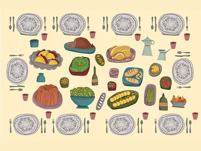Dinner table art beverage book illustration chicken children book children book illustration coffee cutlery desk dinner draw drink food food and drink illistration salad silverware tolkien turkey wine