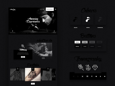 Amazink Website amazing amazink black branding dark guideline ink studio style tattoo uidesign ux ux ui web website white