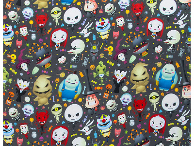 Nightmare of Cute - Scarf character design cute disney illustration jerrod maruyama jmaruyama kawaii merchandise design nightmare before christmas repeat pattern tim burton wonderground gallery