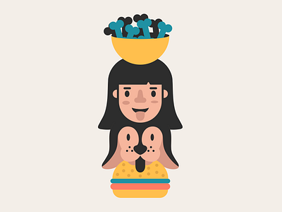 Totem design dog food flat food friends girl guadalajara hamburguer heads illustration mexico totem vertical woman