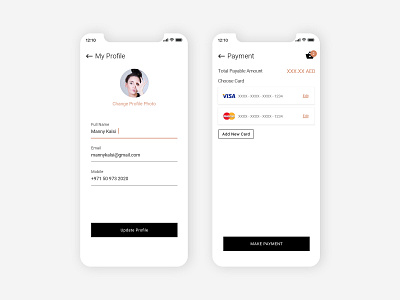 Profile & Payment add card app credit card design edit profile make payment manprit kalsi mobile app mobile app design mobile app experience mobile app user experience mobile profile mobile ui mobile user experience mobile ux my profile payment profile ui design ux