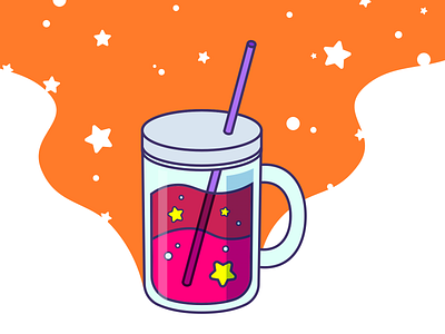 Drink bubbles drink glass illustration outline stars