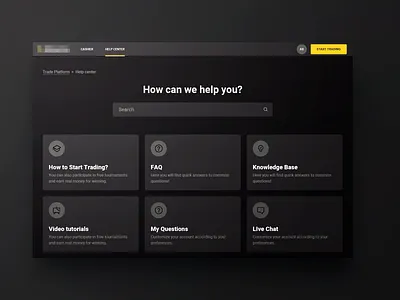 Help Center black blocks center dark faq help minimal order question search site ui