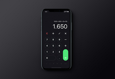 004 Daily Ui - Calculator Dark calculator calculator app calculator dark daily ui 004 dark dark app dark mode green button iphone x