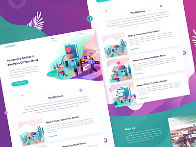 Social App's Landing Page app design gradient header illustration landing landingpage social ui