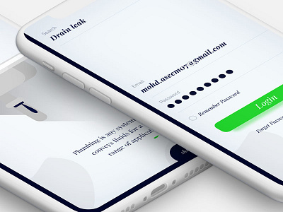 Plumber app concept. app clean app concept ios plumber ui ux